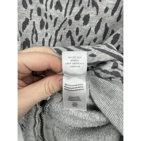Rails Marlo Cheetah Zip Side Sweatshirt Women Large Silver Casual Bohemian - Picture 6 of 9